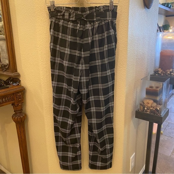 H&M Black White High-Waisted Waist Tie Pants Size 4 - Picture 4 of 6